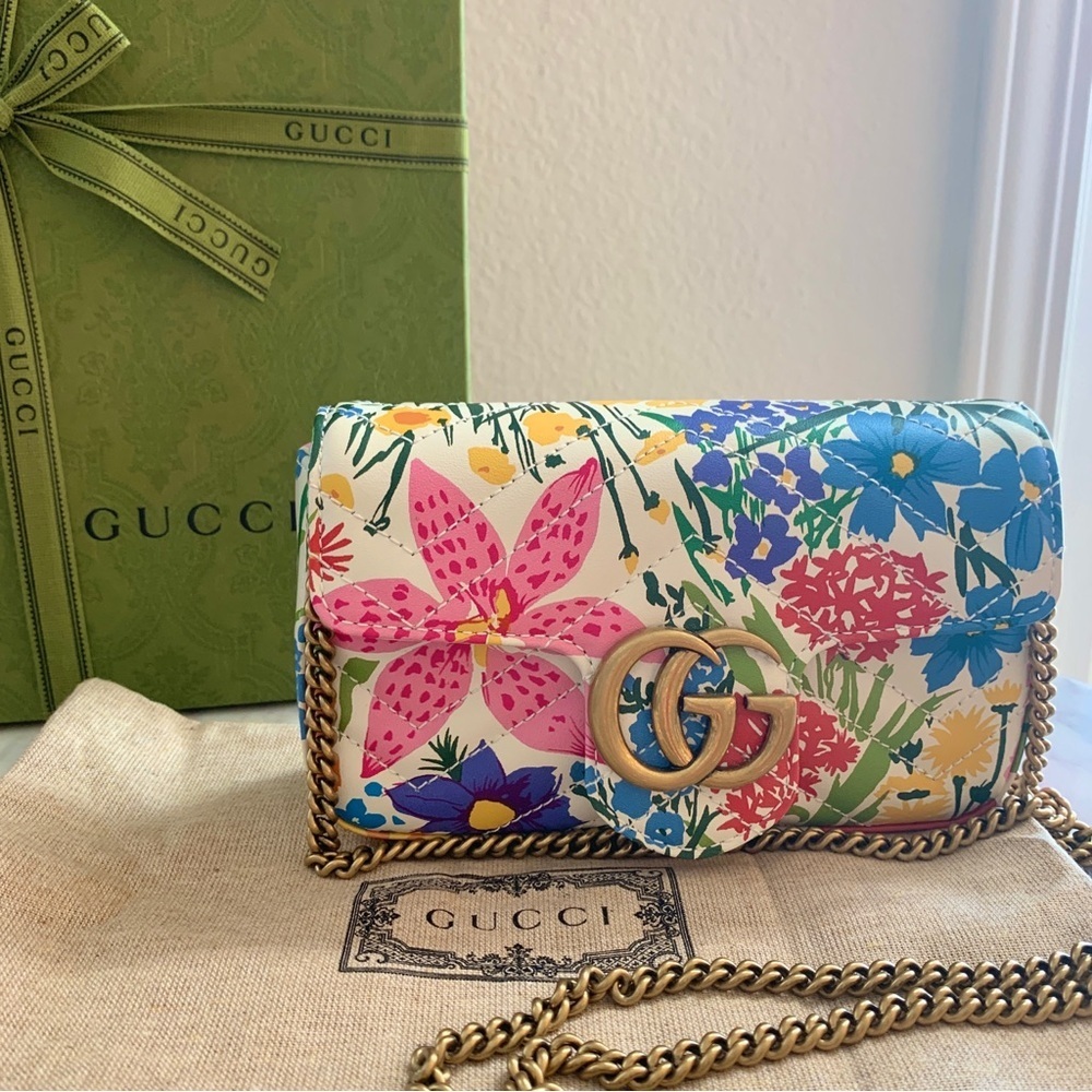 🌼 GUCCI Ken Scott GG Marmont Super Mini Bag in Floral Print Limited Edition - Picture 2 of 16